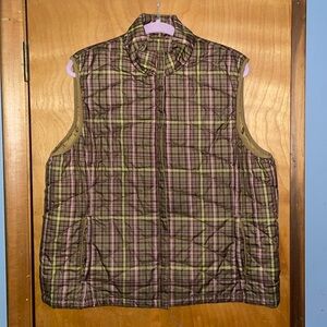 Lands End Plaid Puffer Vest Jacket XL 18-20 Excellent condition